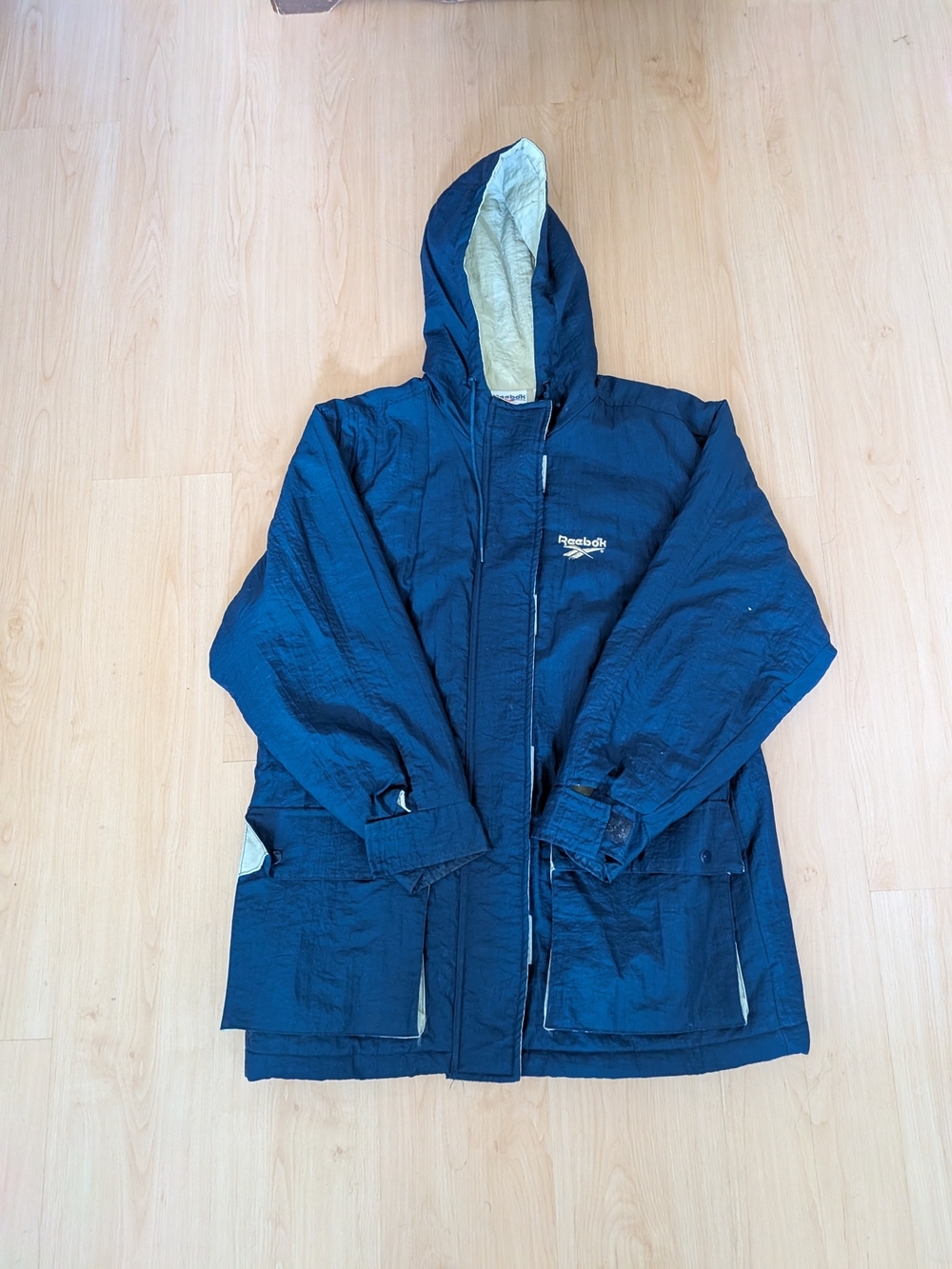 Vintage Reebok Blue Puffer Jacket Men's Medium Full Zip